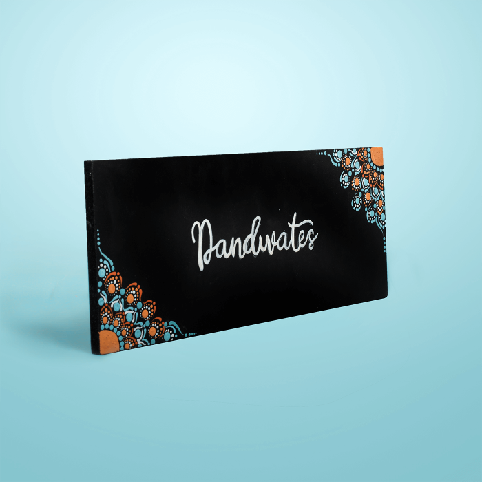 Handpainted Rectangular Mandala Dot Art Nameplate