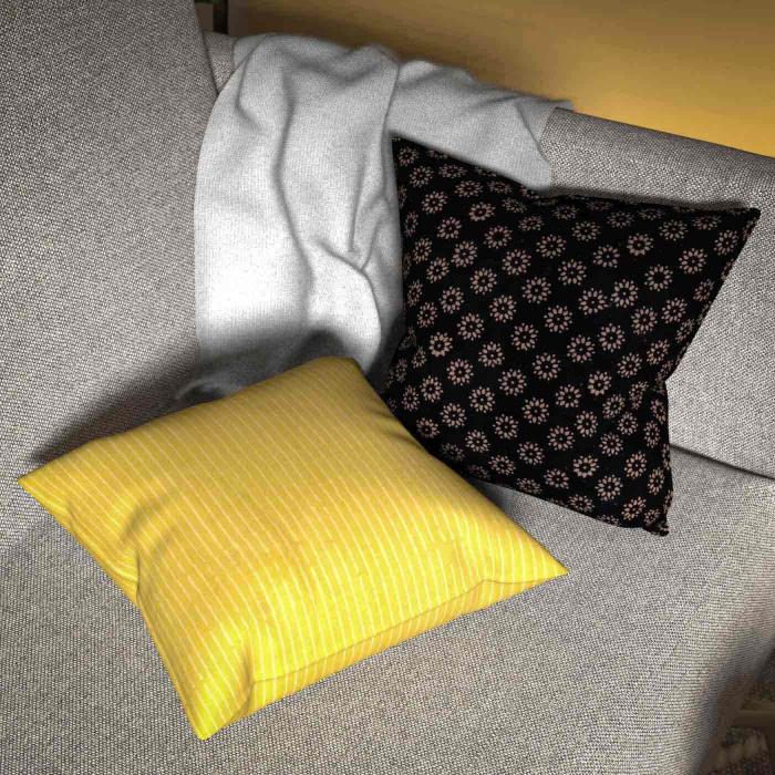 Set of 2 Cushion Covers - Striped Yellow & Black Fulodi