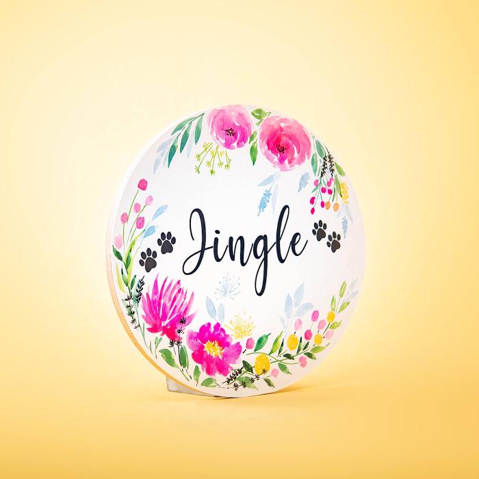 Oval Hand Painted Name Plate 26 - Front View with Floral Design