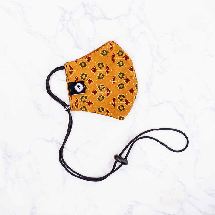 Plain Fabric Mask With Adjustable Ear Loops In Yellow