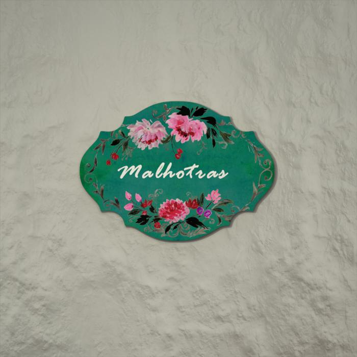 Victorian Oval Hand Painted Name Plate 4 - Mounted on Wall Close-up