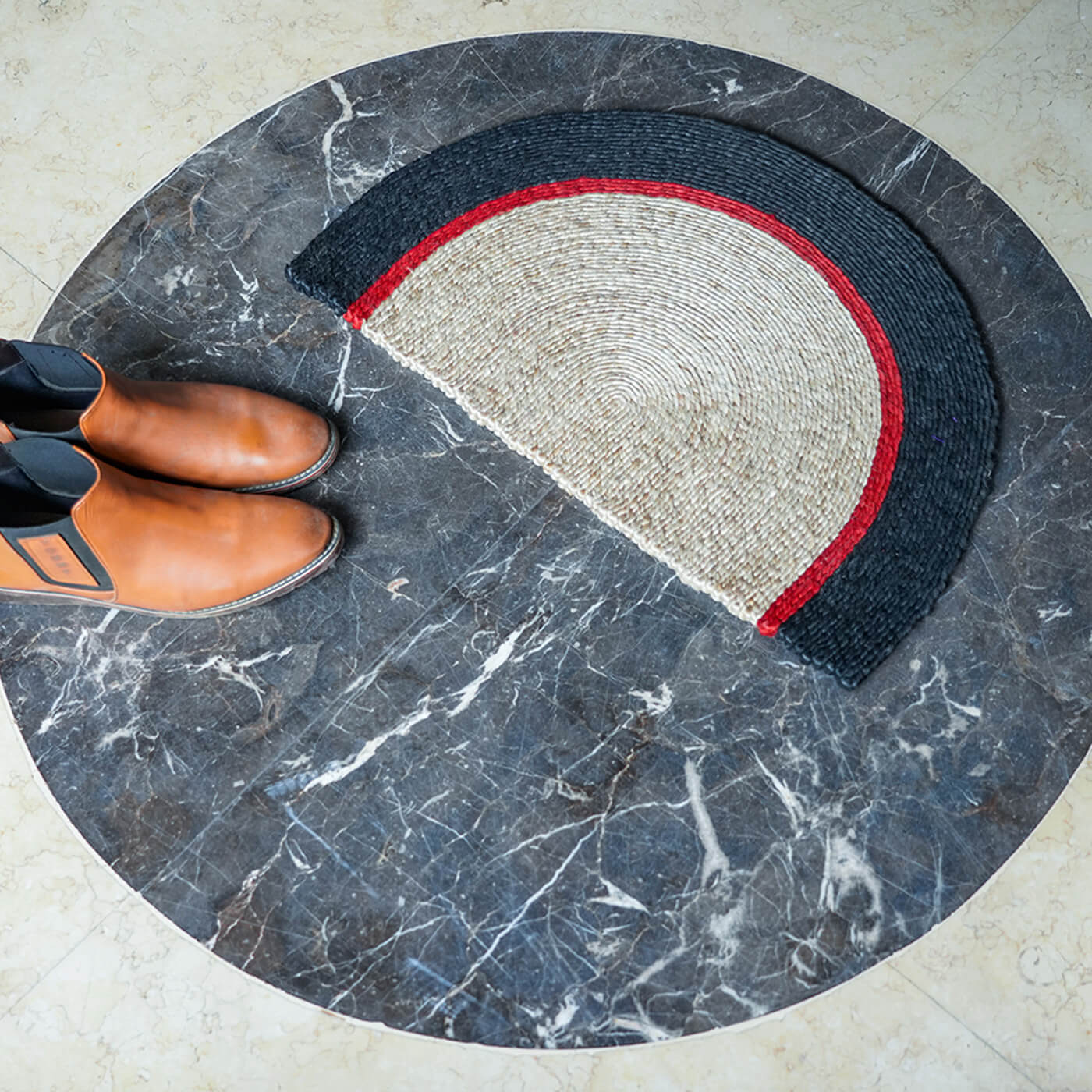 Buy Handwoven Jute Semi Circle Door Mat Online On Zwende