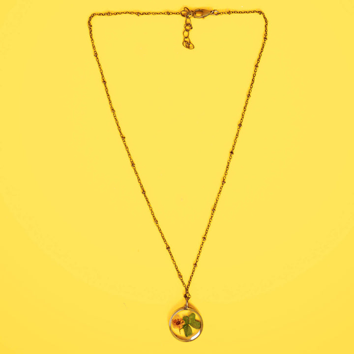 Ume Flower Necklace with Brass Frame