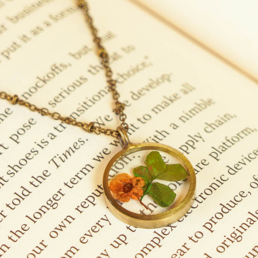 Ume Flower Necklace with Brass Frame