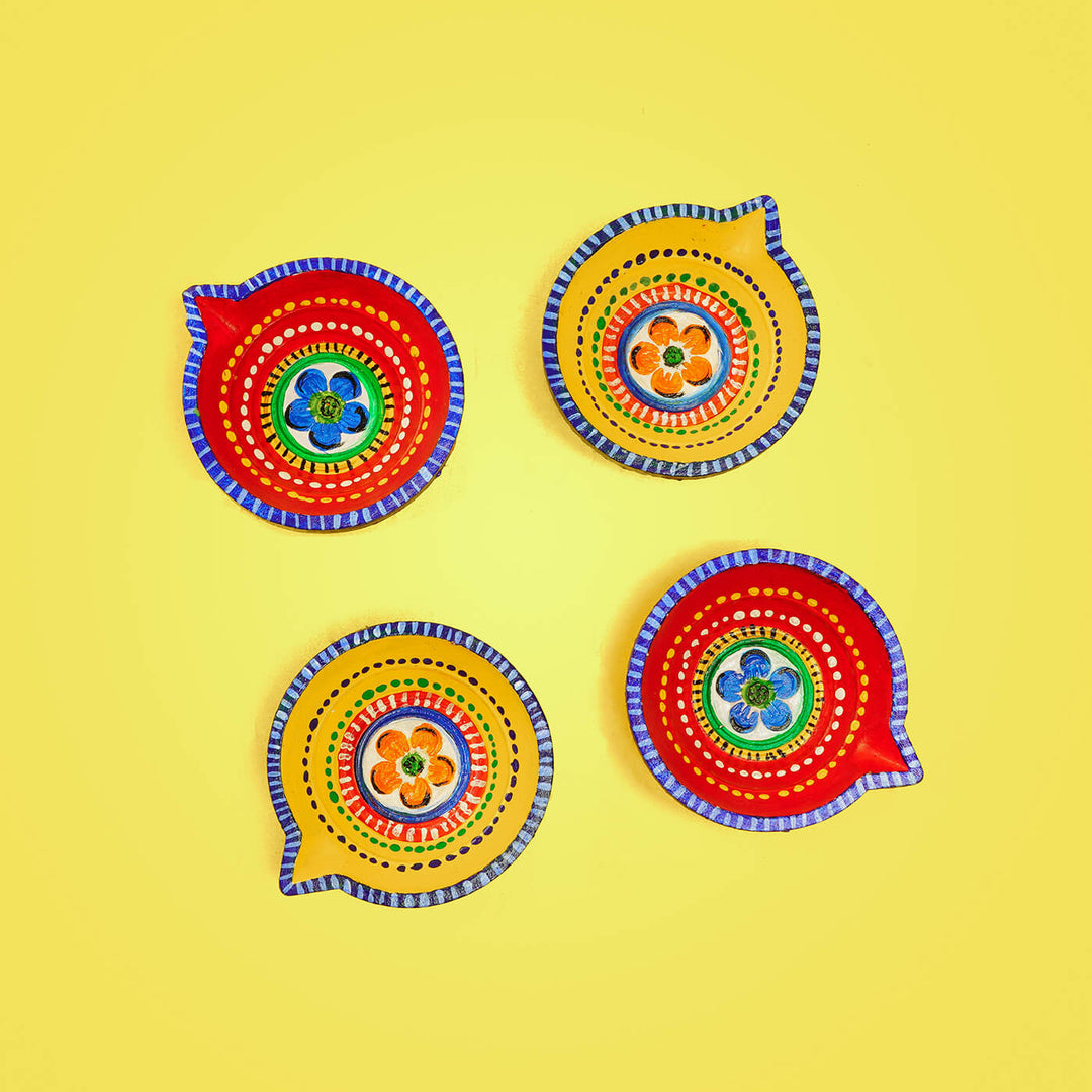 Vibrant Round Diyas - Large - Set of 4