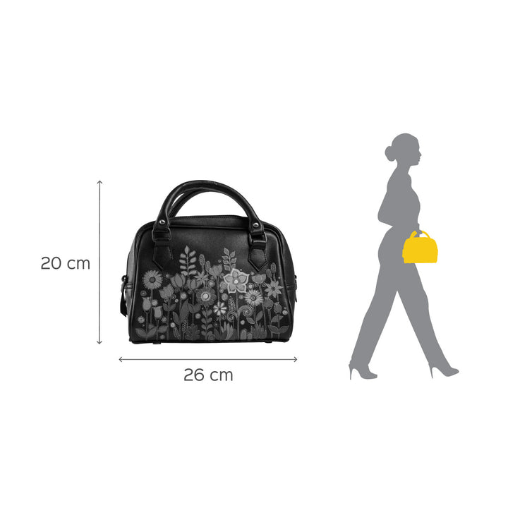 Faux Leather Small Handbag - Florals