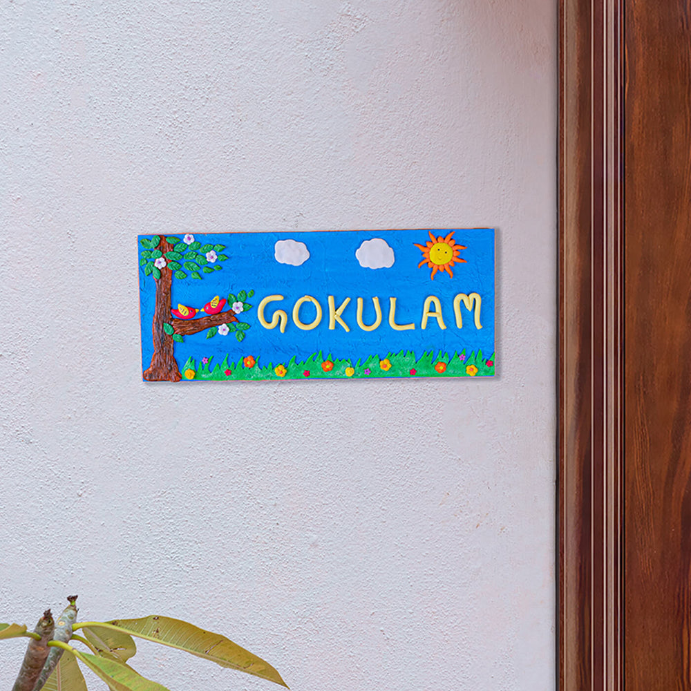 Customised Clay Family Name Plate - Mounted on Wall Near Doorframe
