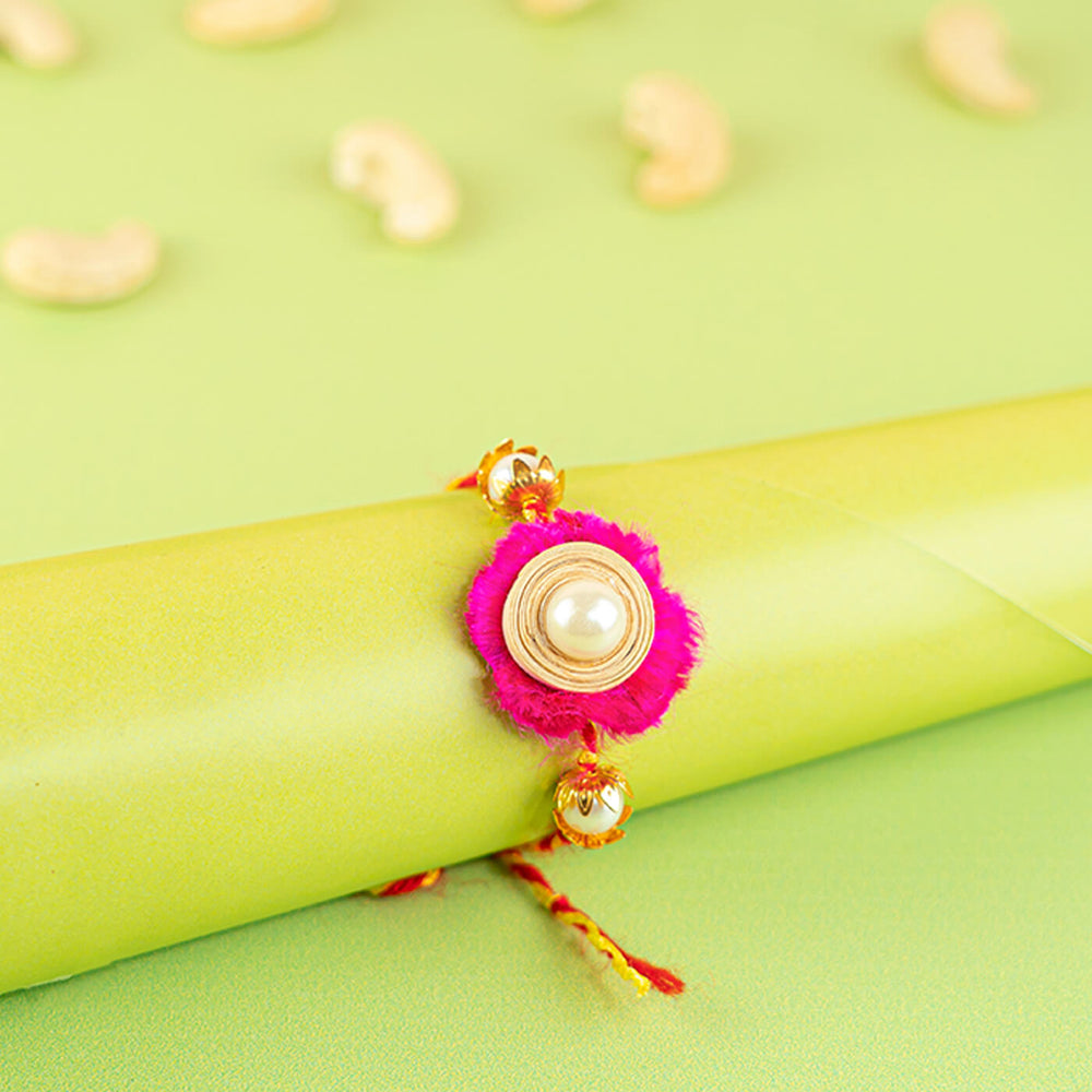 Ecofriendly Quilled Bamboo Rakhi With Fur - Styled Product Display