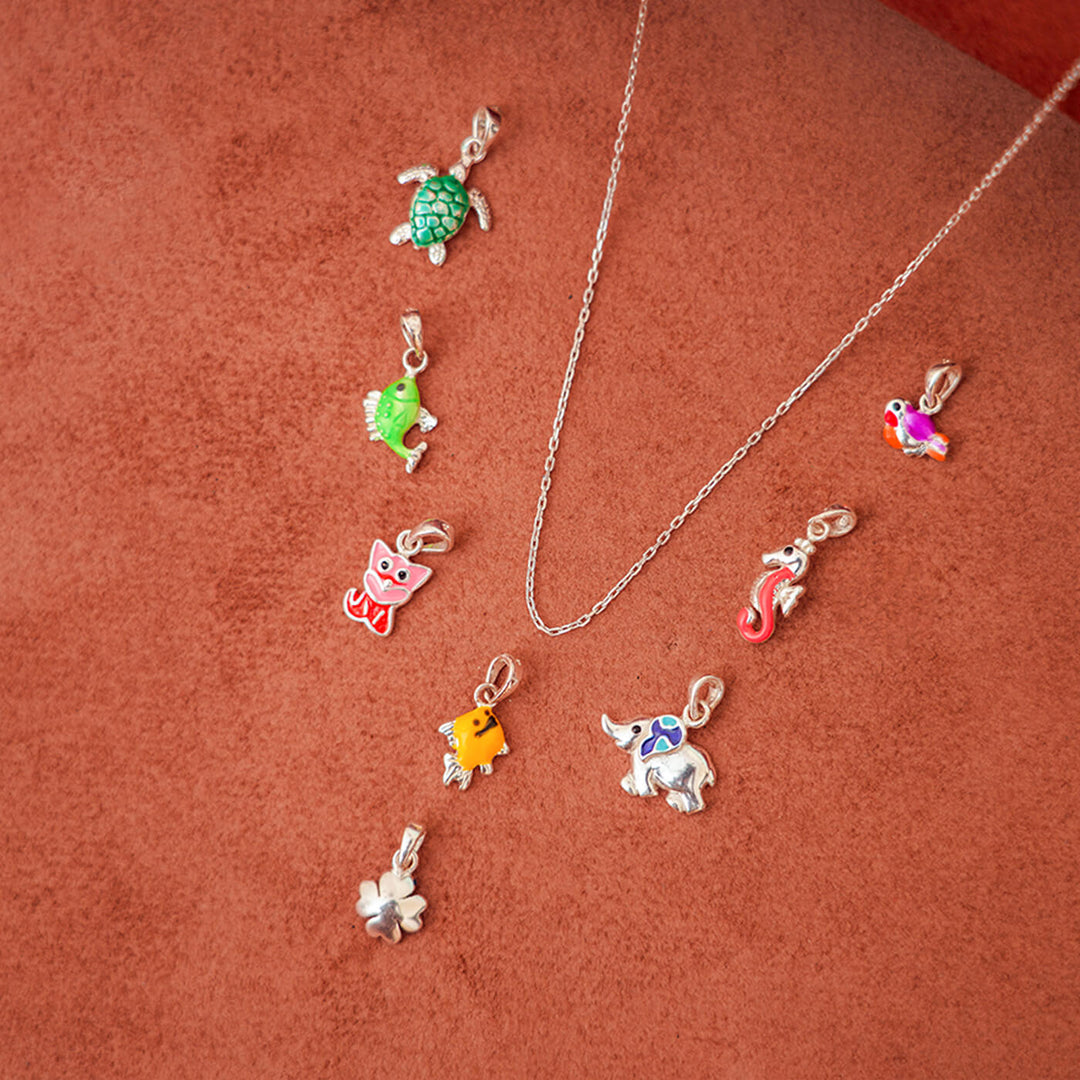 Customizable 92.5 Silver Pendant with Chain for Kids