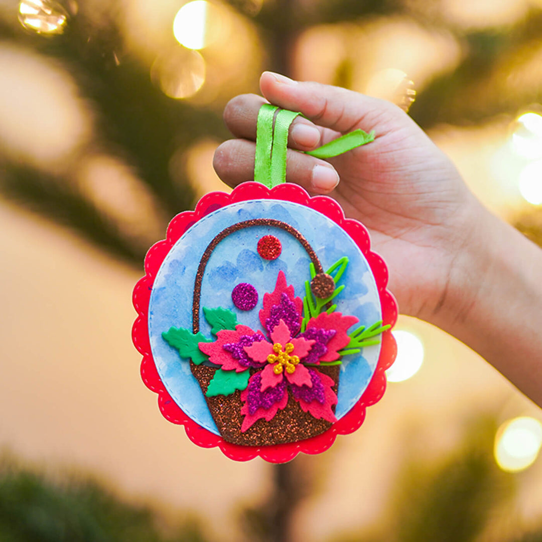 White Flower Basket Christmas Gift Tags - Pack of 5