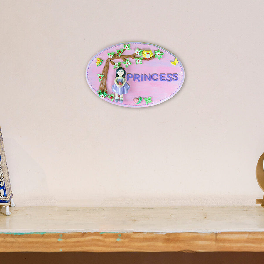 Princess Customizable Name Plate - Mounted on Wall with Table Below