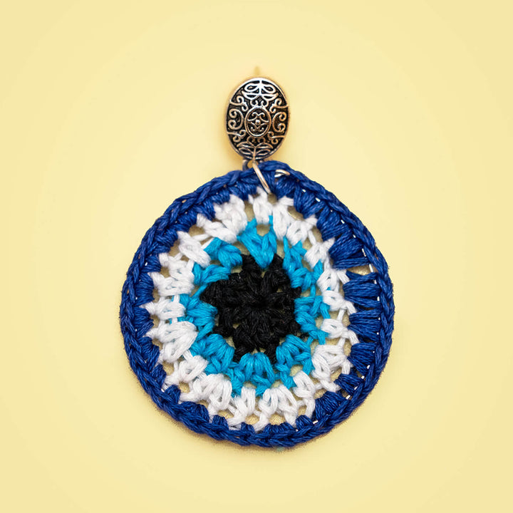 Evil Eye Crochet Yarn Earrings