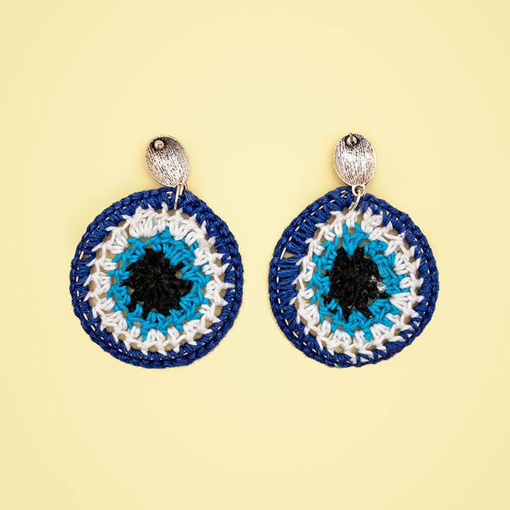 Evil Eye Crochet Yarn Earrings