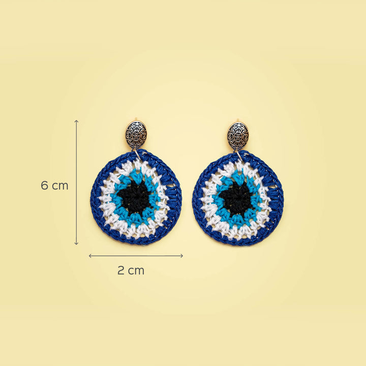 Evil Eye Crochet Yarn Earrings