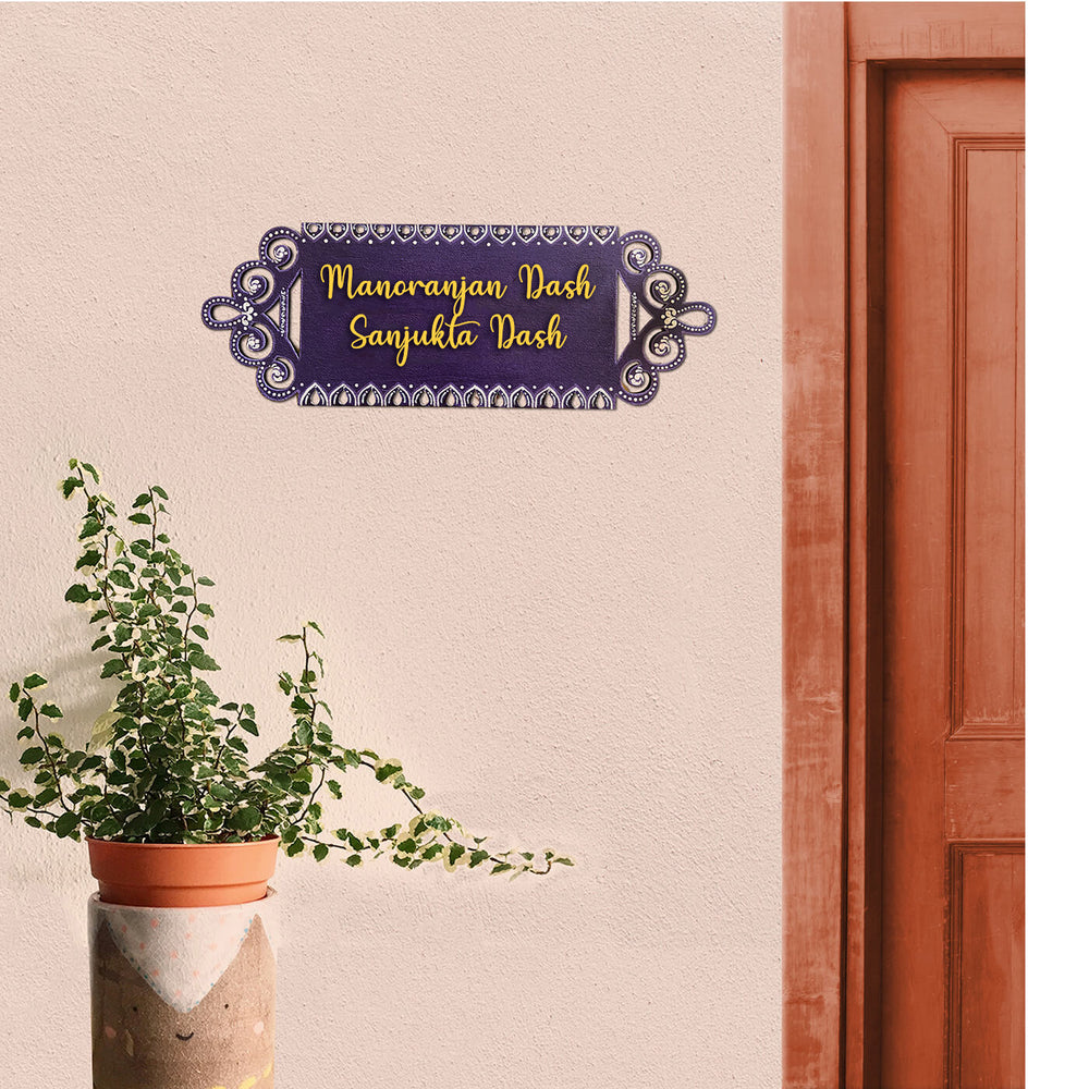 Hand Painted Mandala Personalised Cut Out Name Plate - Mounted on Entryway Wall