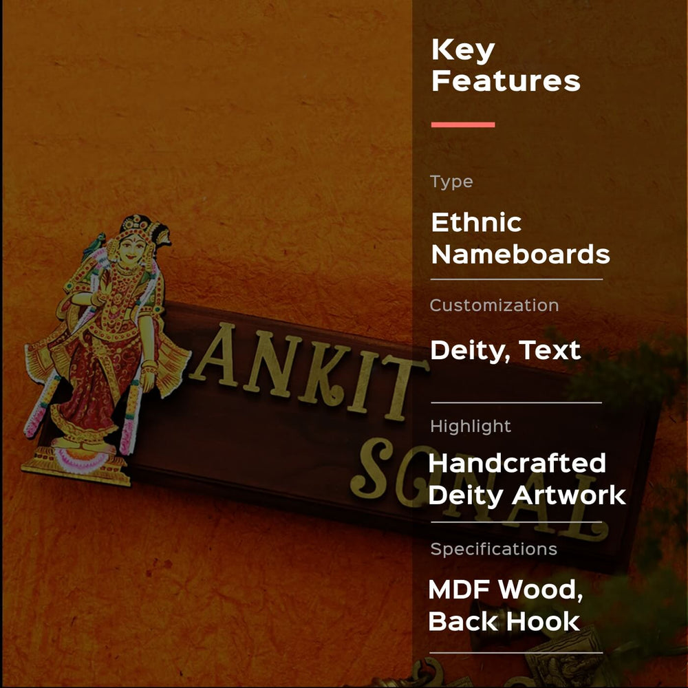 Traditional Divine Name Plate Goddess - Front View with Deity Artwork