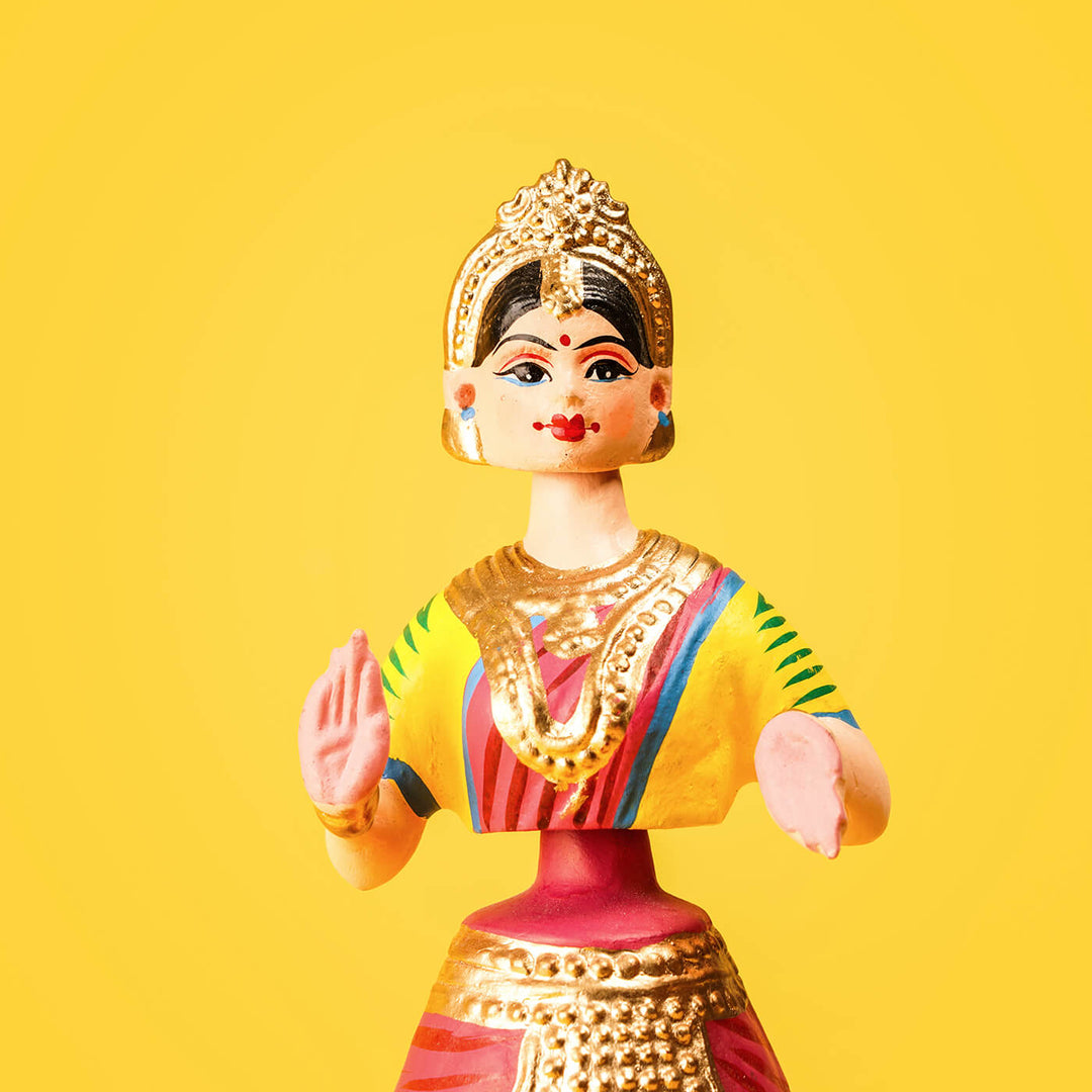 Dancing Thanjavur Doll - Yellow & Blue