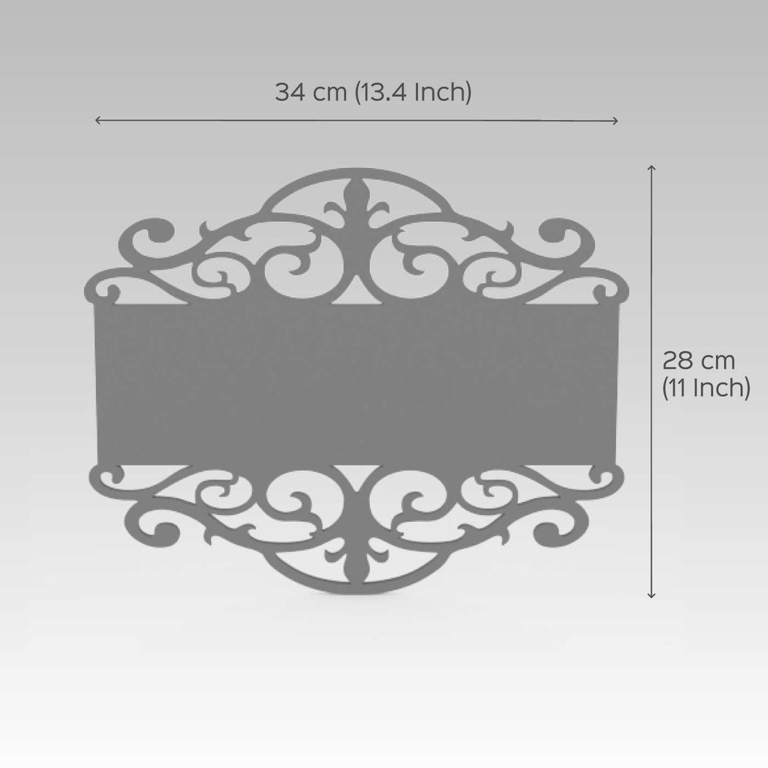 Brown Small Rectangle Name Plate With House Number - Dimension Chart with Ornament Details