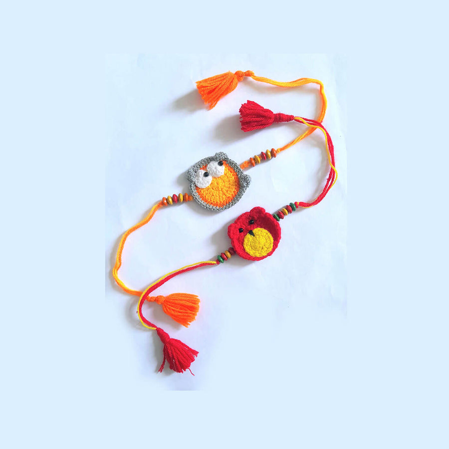 Kids Rakhi Set Owl Teddy Bear - Flat Lay Display