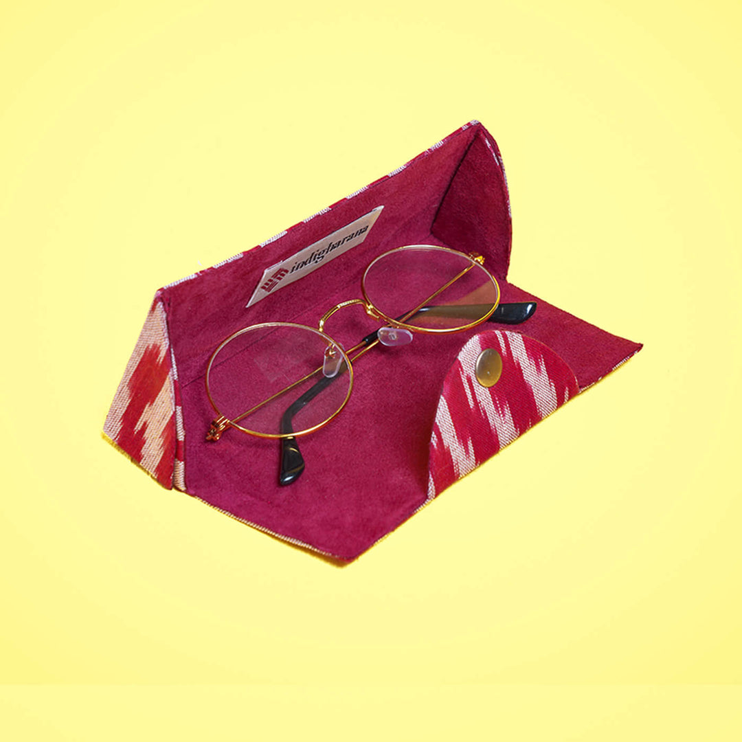 Eyewear Case in Maroon Ikat