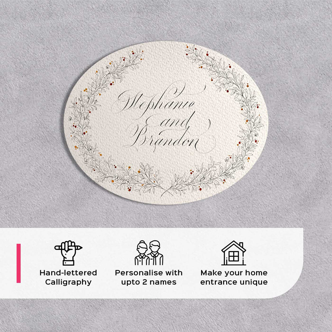 Delicate Calligraphy White Floral Nameboard
