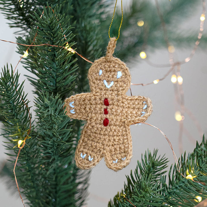 Handmade Gingerbread Man Crochet Ornaments For Christmas Tree Decoration | Set Of 2