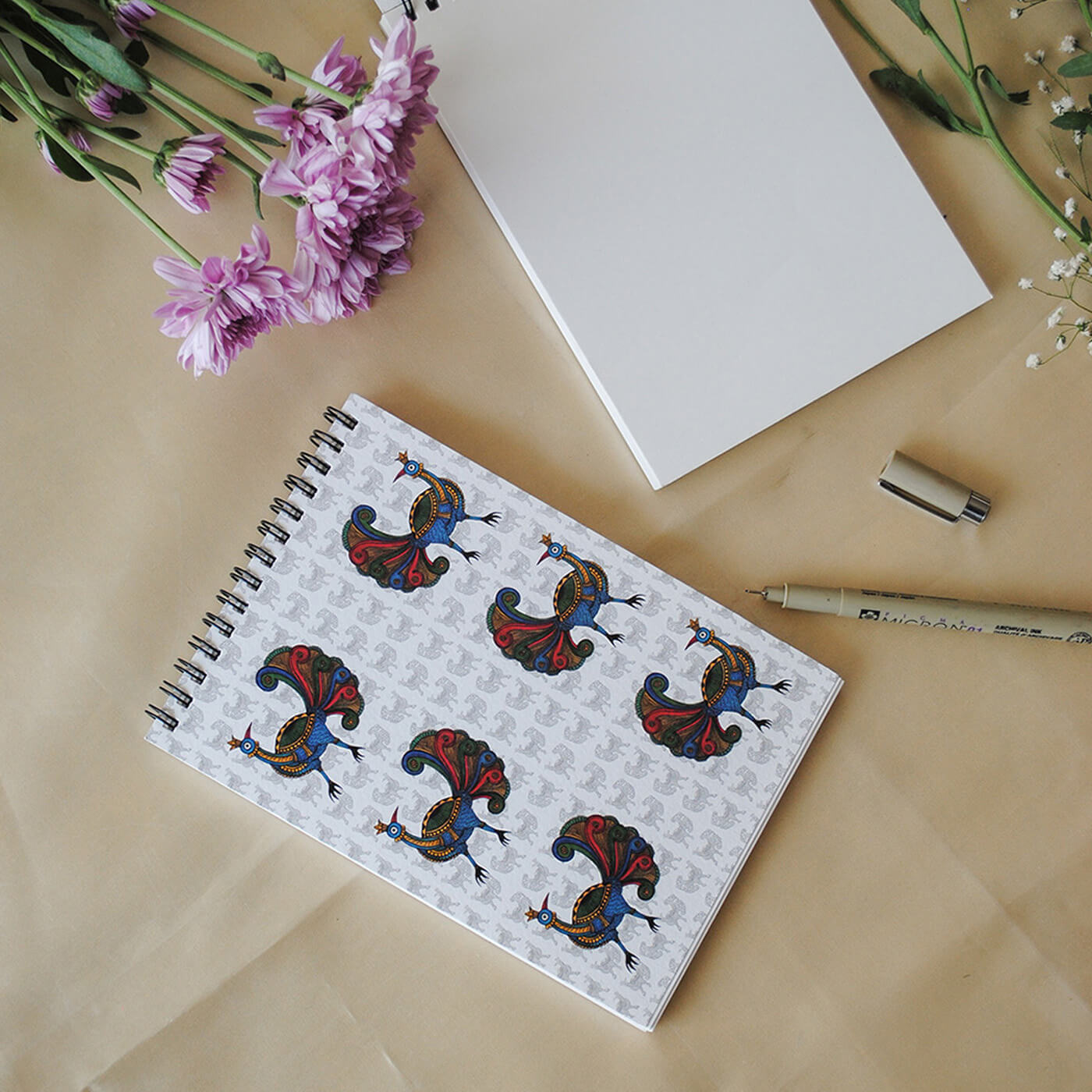 Ekibeki Chitrakathi Mayur Journal 1Pcs Notebook White