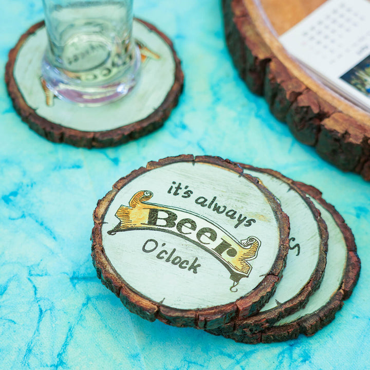 Bark Coasters for Beer Lovers - Set of 4