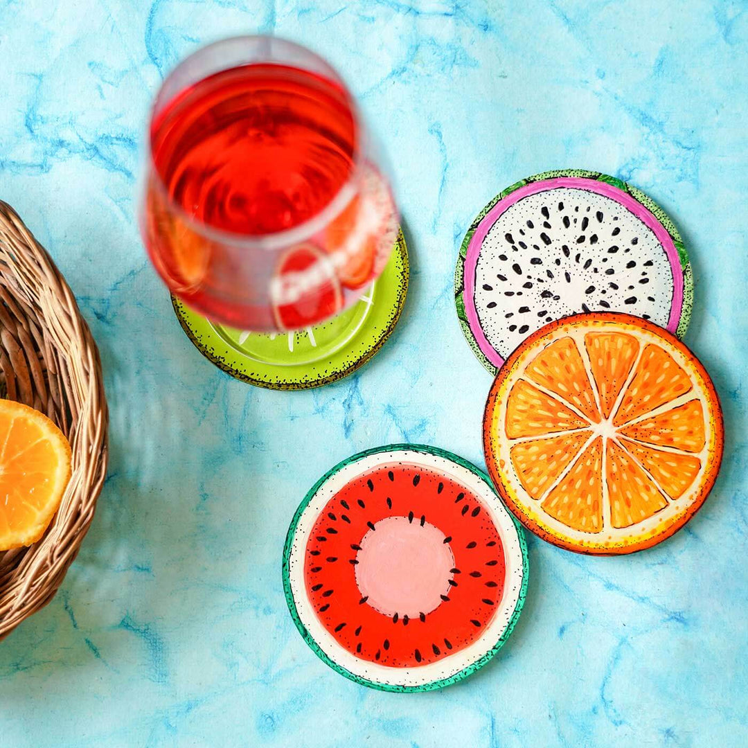 MDF Fruit Coasters - Set of 4
