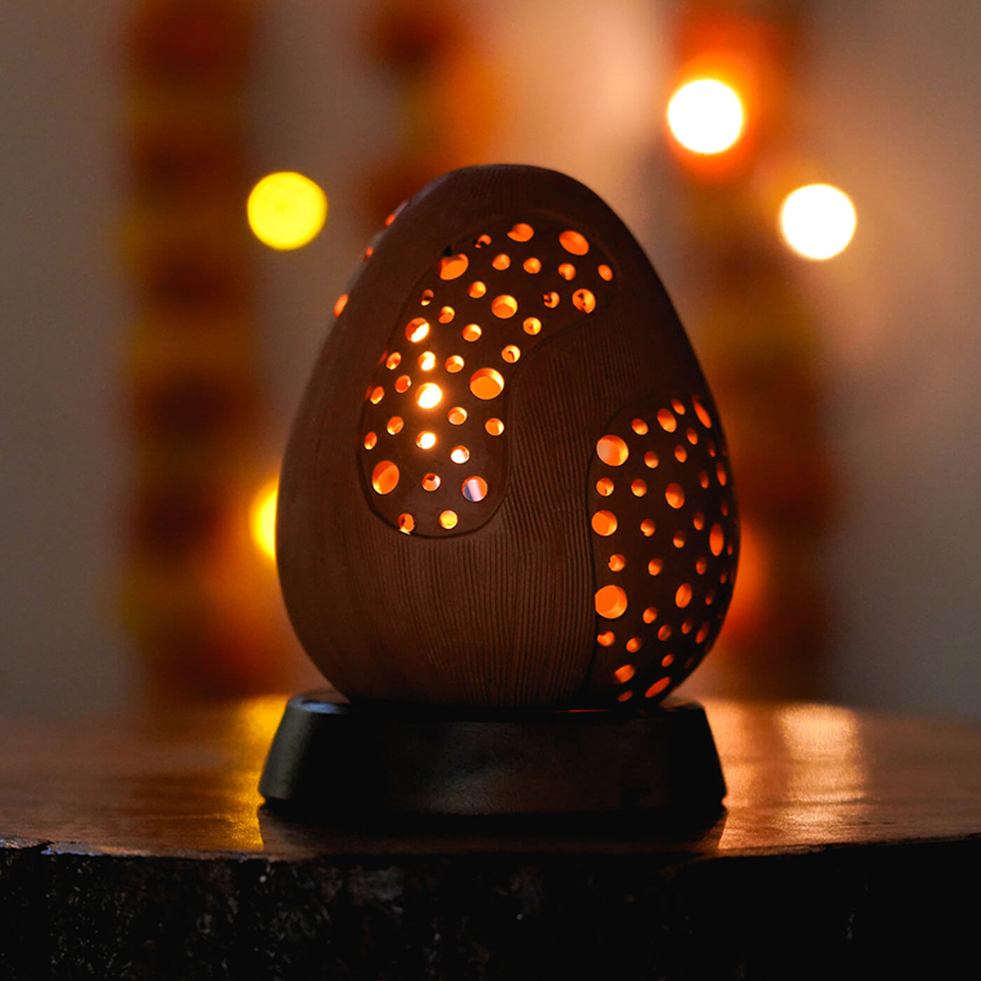 Handcrafted Terracotta Oval Candle Holder Zwende