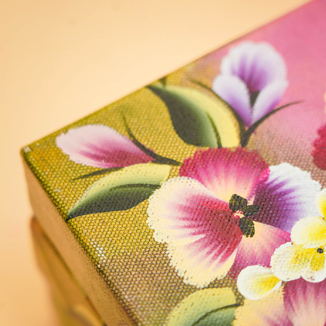 Handpainted Pansy One Stroke Art Canvas Wall Hanging - Set of 3