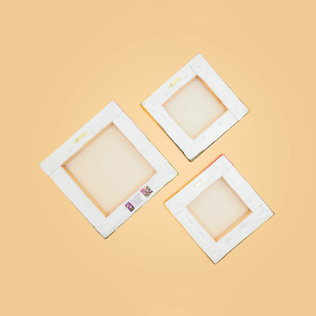 Handpainted Pansy One Stroke Art Canvas Wall Hanging - Set of 3