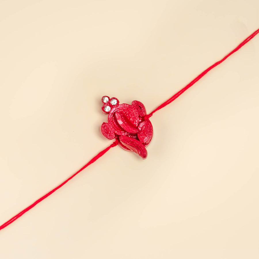 Paper Mache Rakhi Ganpati - Front Close-up View