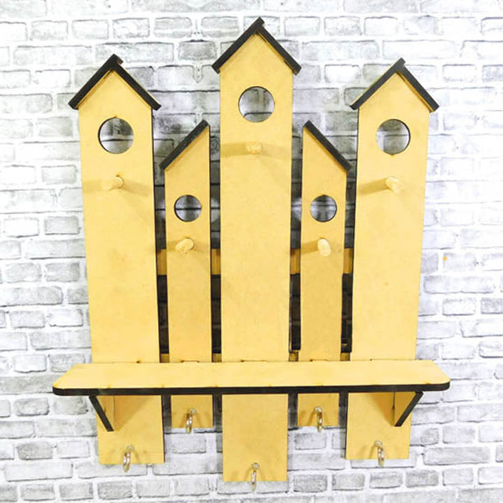 Saver Bundle - Ready to Paint MDF Key Holder - Planked Bird House with Shelf