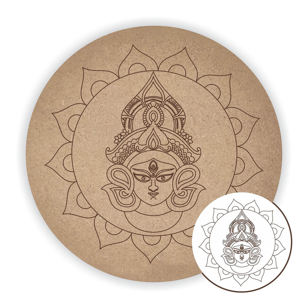 Divine Pre Marked MDF Base - Durga Maa -8 Inches