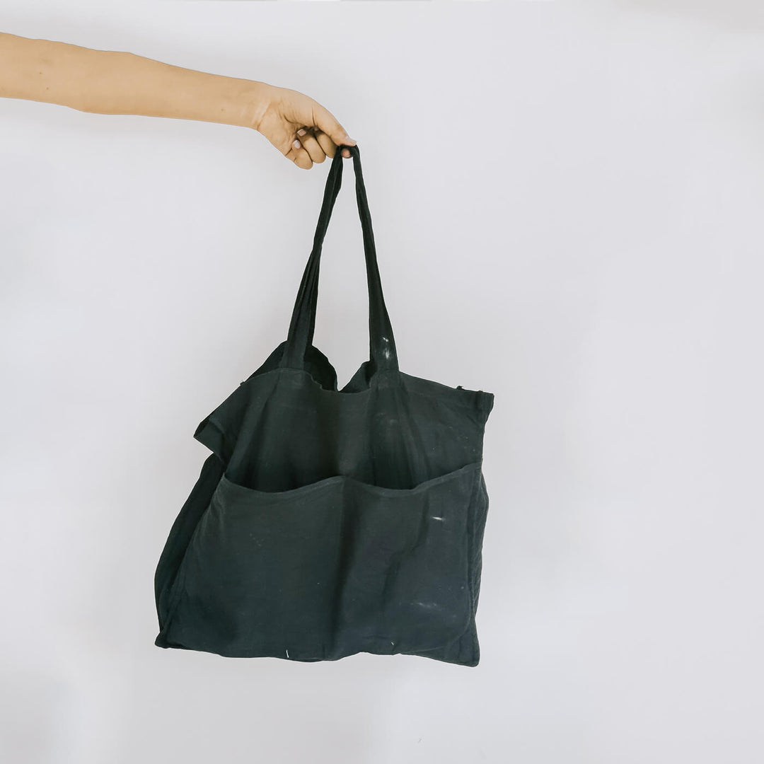 Premium Linen Tote Bag - Black