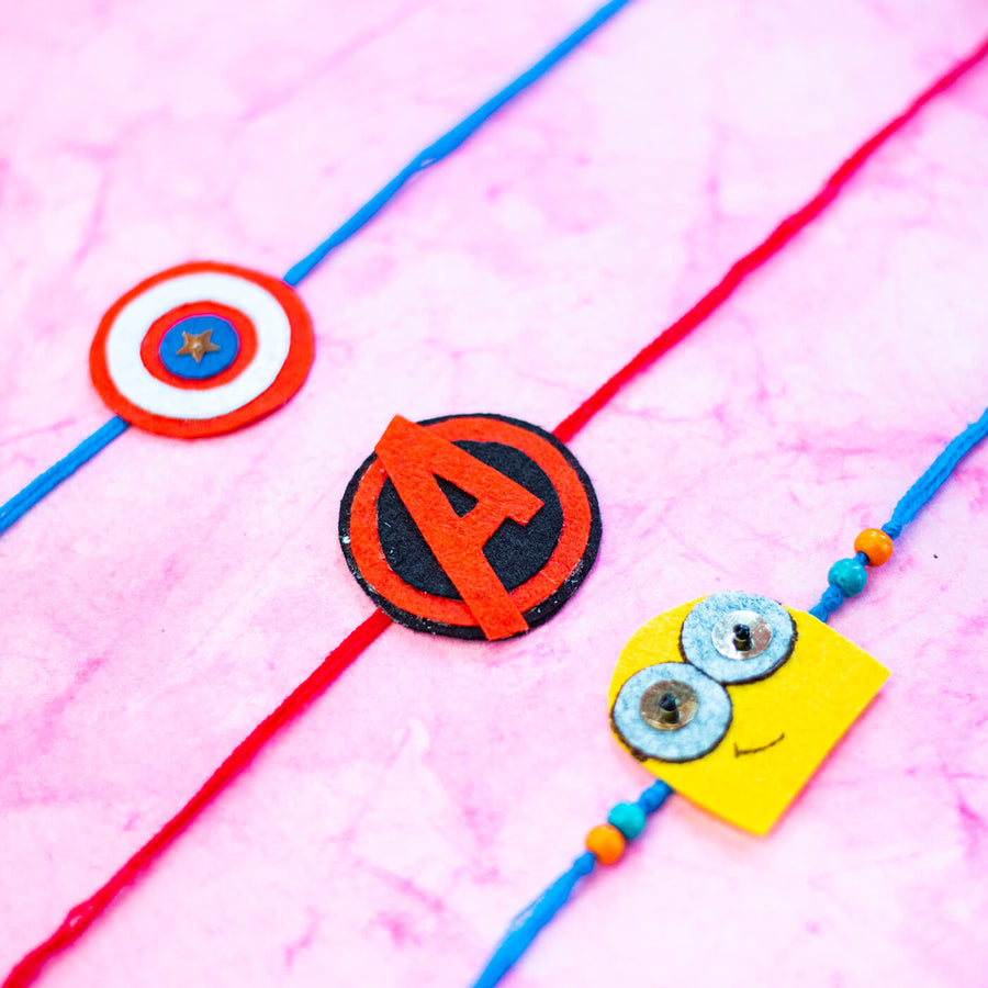 Kids Rakhi Set Fun Power - Close-up of Rakhi decorations