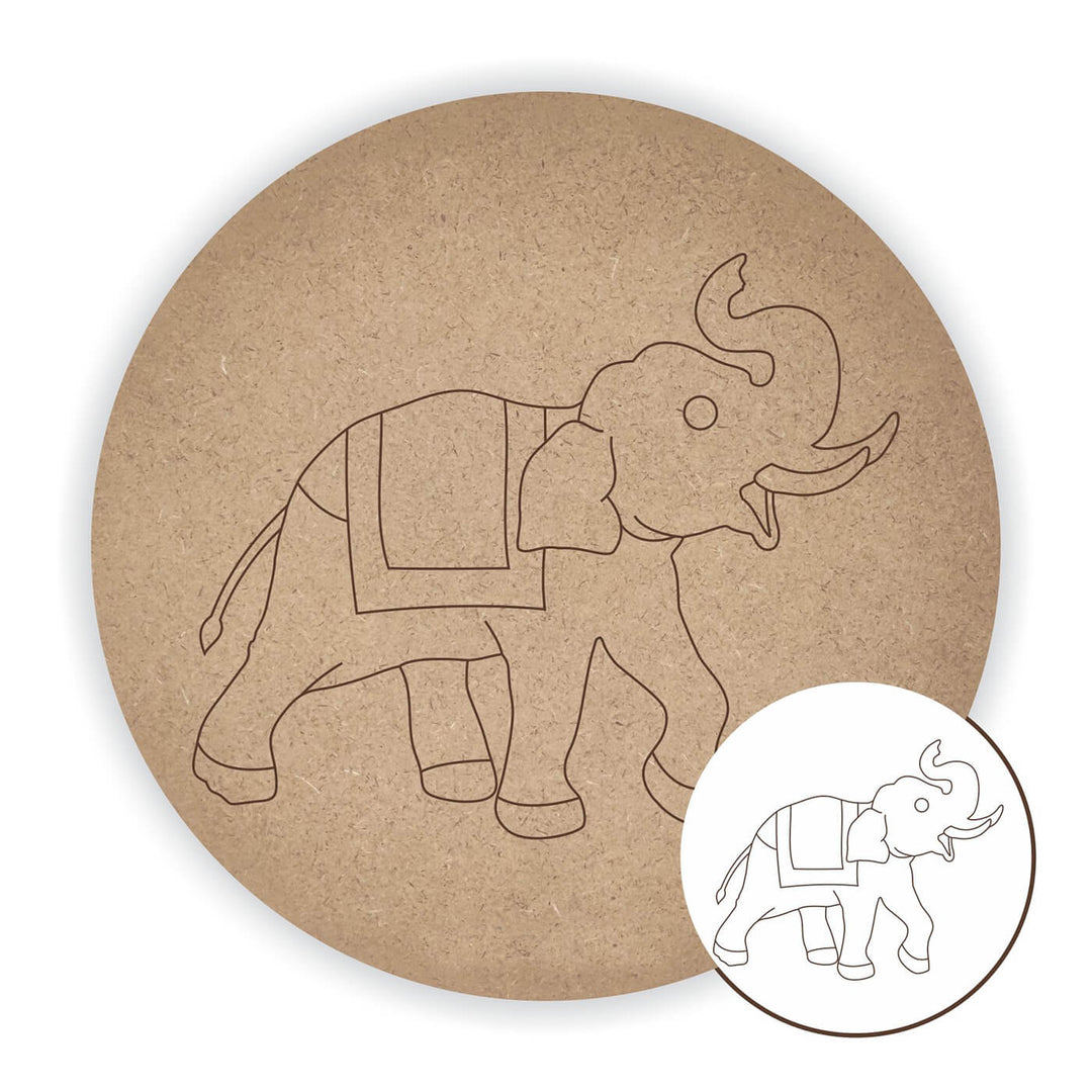 Pre Marked MDF Base - Traditional Elephant - 8 Inches