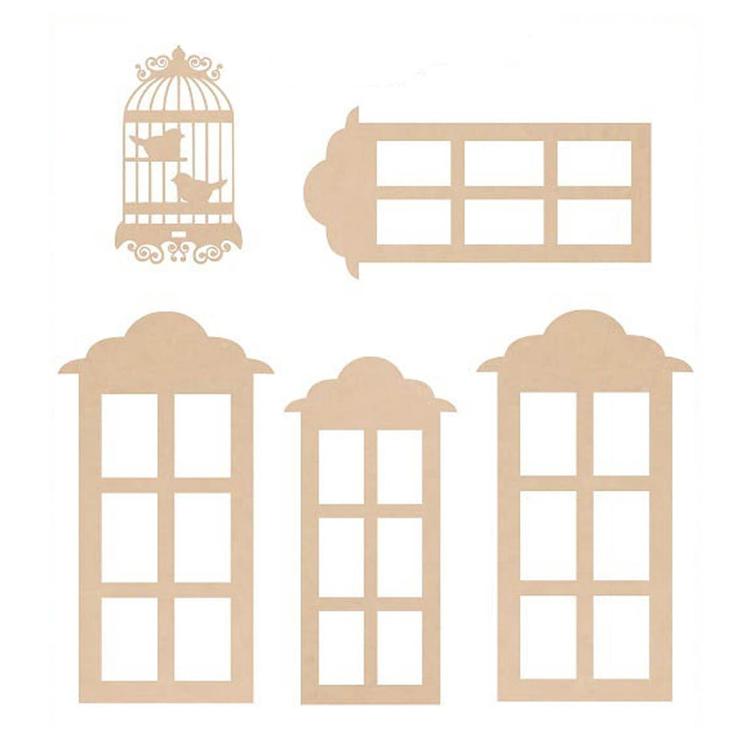 Ready to Decorate Wooden Cutouts - Royal Bird & Windows