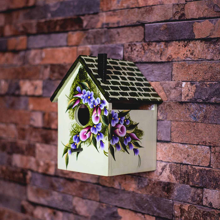 One Stroke Art Bird House - Pink & Purple