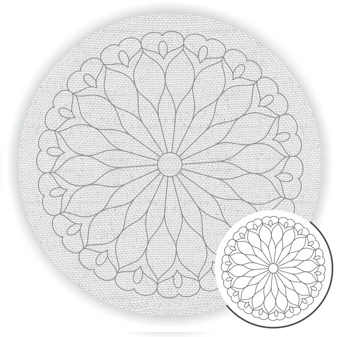 Pre Marked Canvas Base - Flower & Hearts - 3031