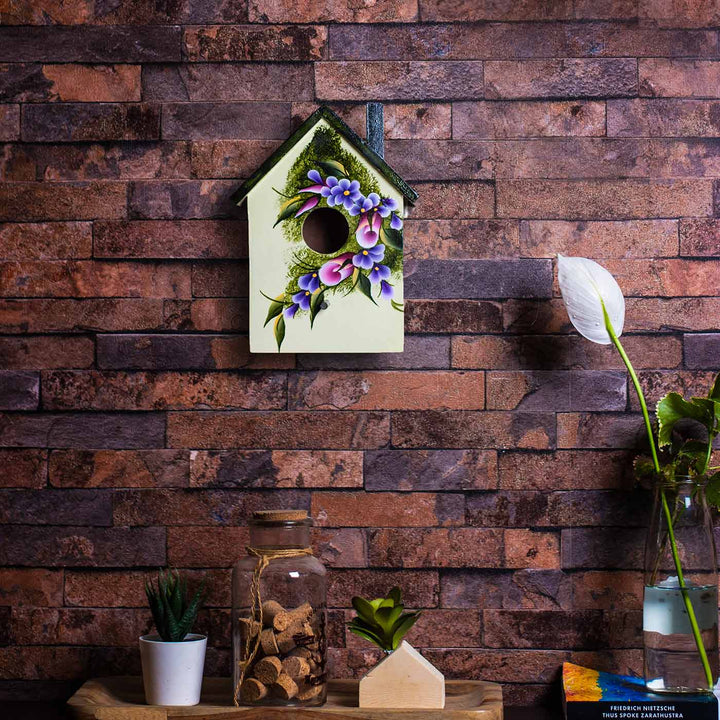 One Stroke Art Bird House - Pink & Purple