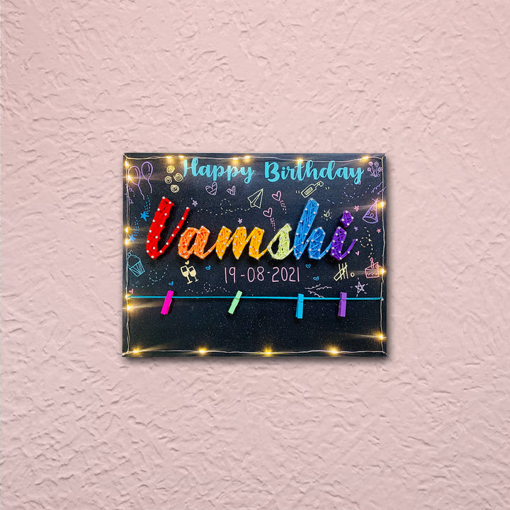 "Happy Birthday" String Art Name Board
