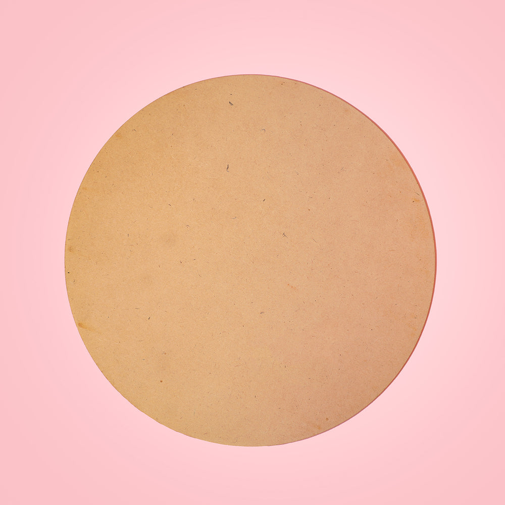 Hand Painted Aipan Art Mdf Personalised Round Name Plate - Front View on Pink Background