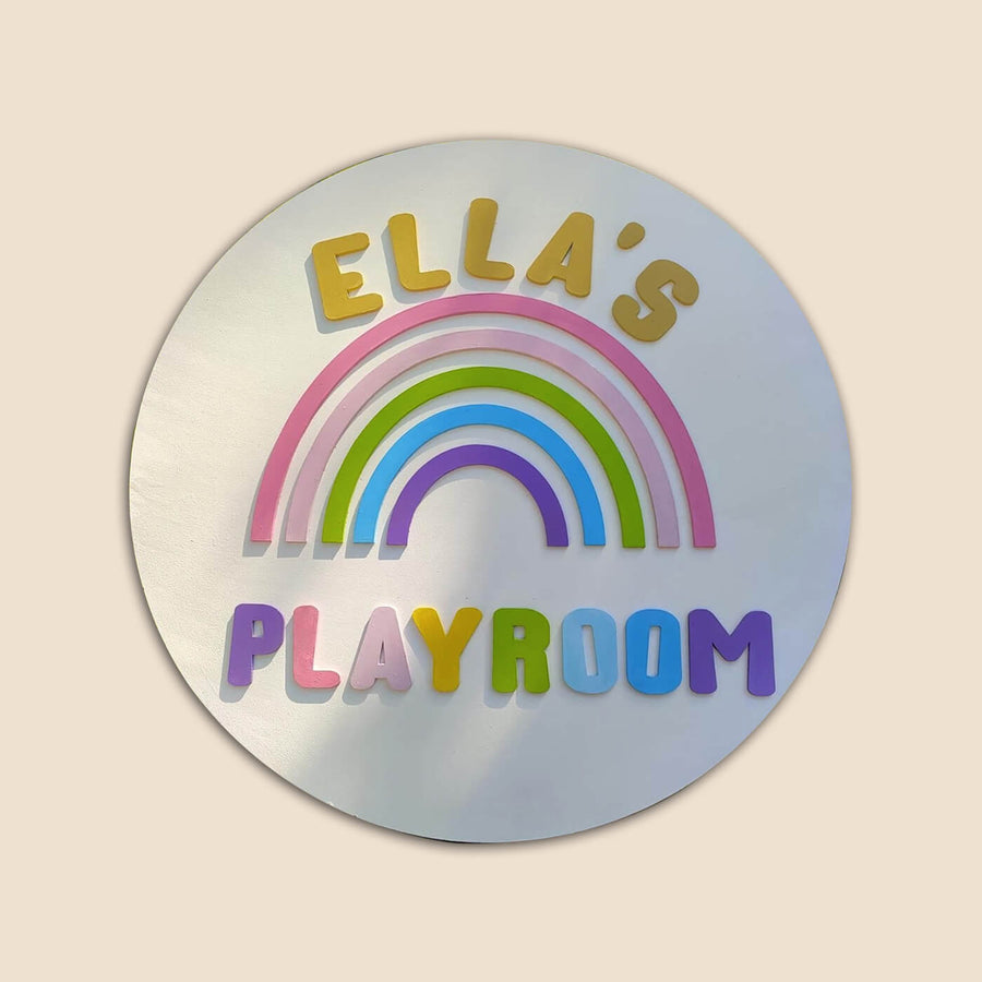 Xlarge Handmade Rainbow Theme Customizable Name Plate 2 2 Feet - Front View with Personalized Text