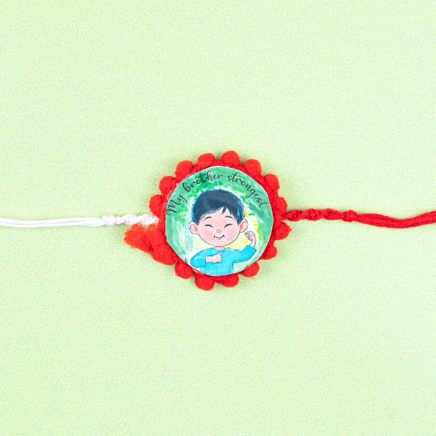 Character Illustration Rakhi My Brother Strongest - Close-up of Single Rakhi