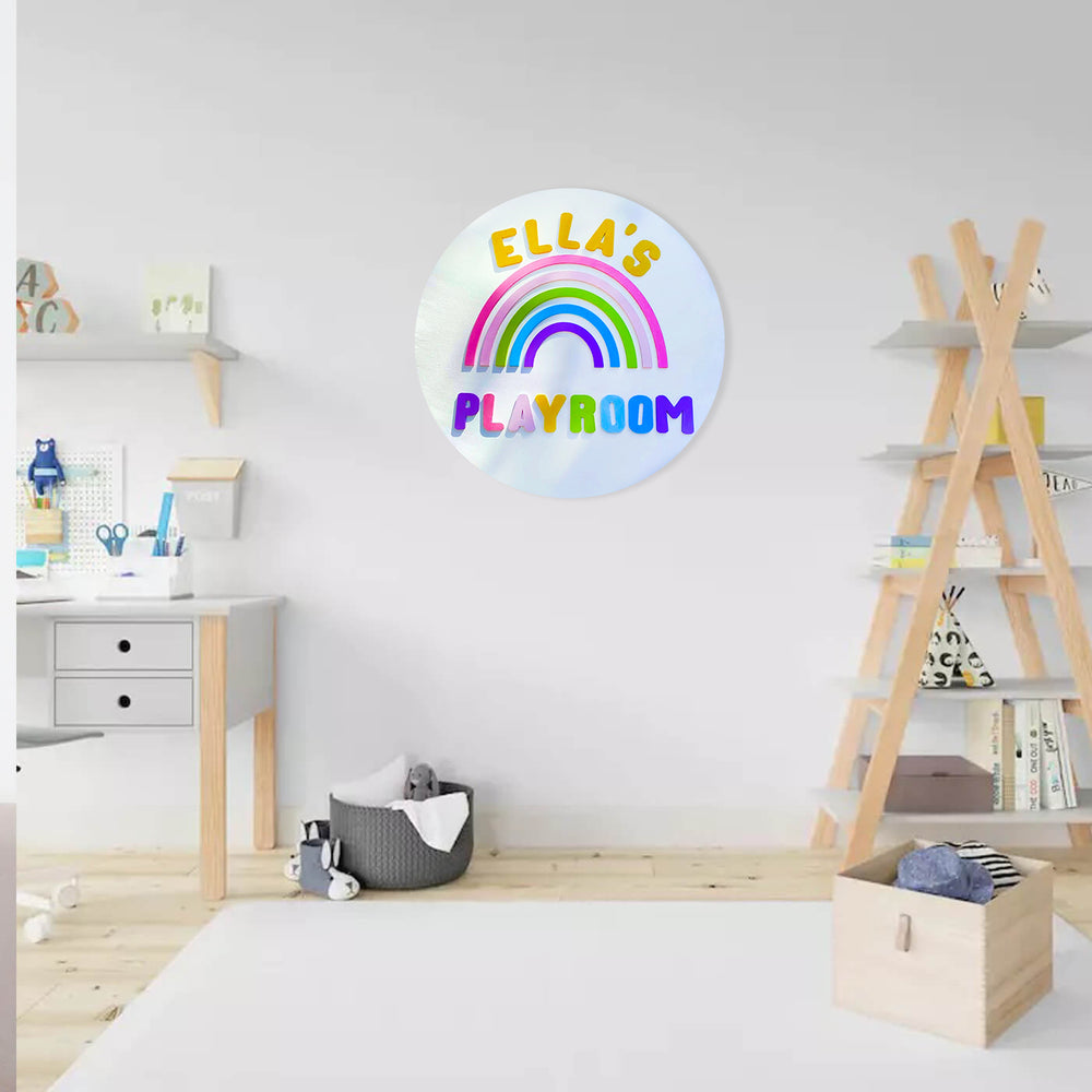 Xlarge Handmade Rainbow Theme Customizable Name Plate 2 2 Feet - Mounted on Playroom Wall
