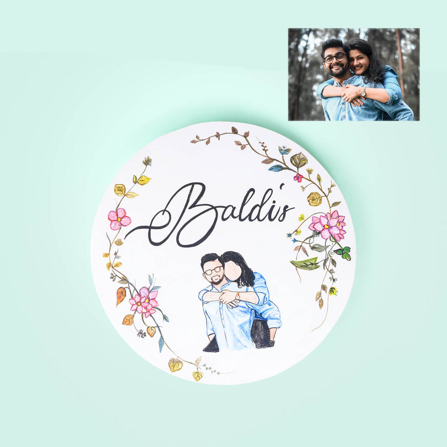 Personalized Character Name Plate For Couples - Name Personalization with Photo Reference