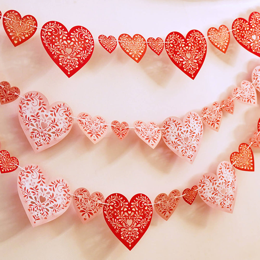 Sweet Hearts Premium Paper Bunting - Hanging Heart Garland Display