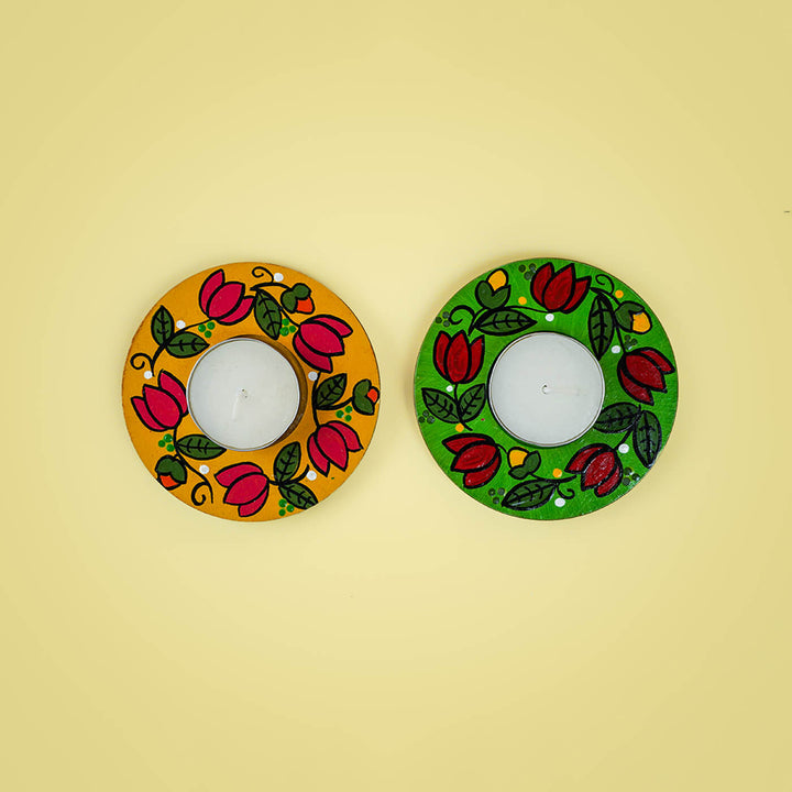 Handpainted MDF Round Tealight Holders